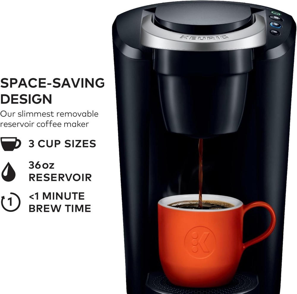 K-Compact Single-Serve Coffee Maker - 3 Brew Sizes & Space-Saving Design