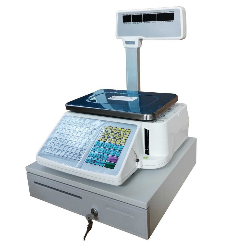 33lbs Digital Price Computing Scale with Cash Box Double-Sided LCD Display&Label