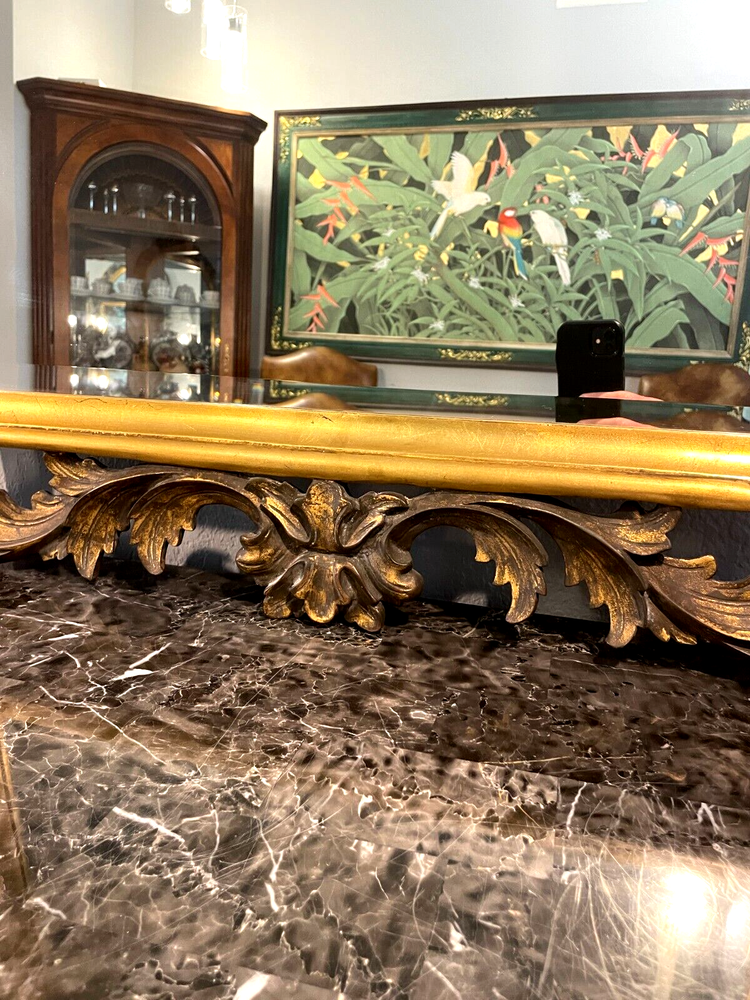 Vintage John Richard Ornate Rococo Solid Wood Gilded Frame Mirror 54" x 33"
