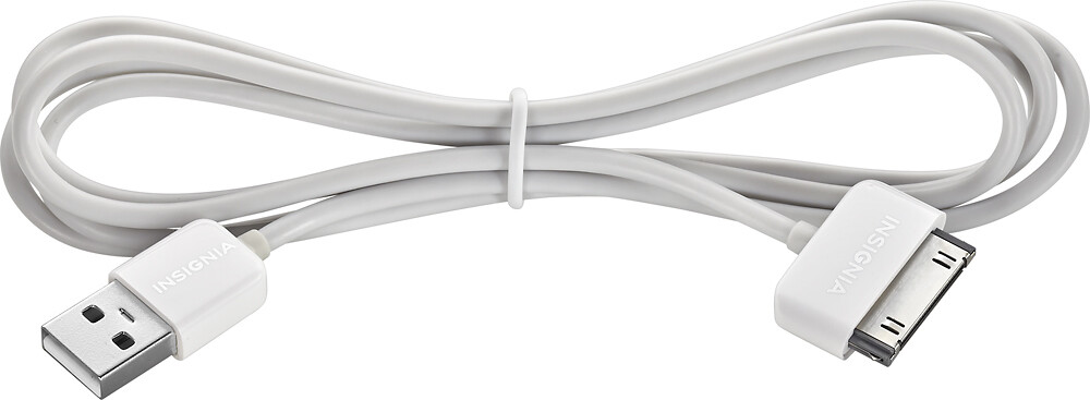 Insignia™ - Apple MFi Certified 4' 30-Pin Charge-and-Sync Cable - White