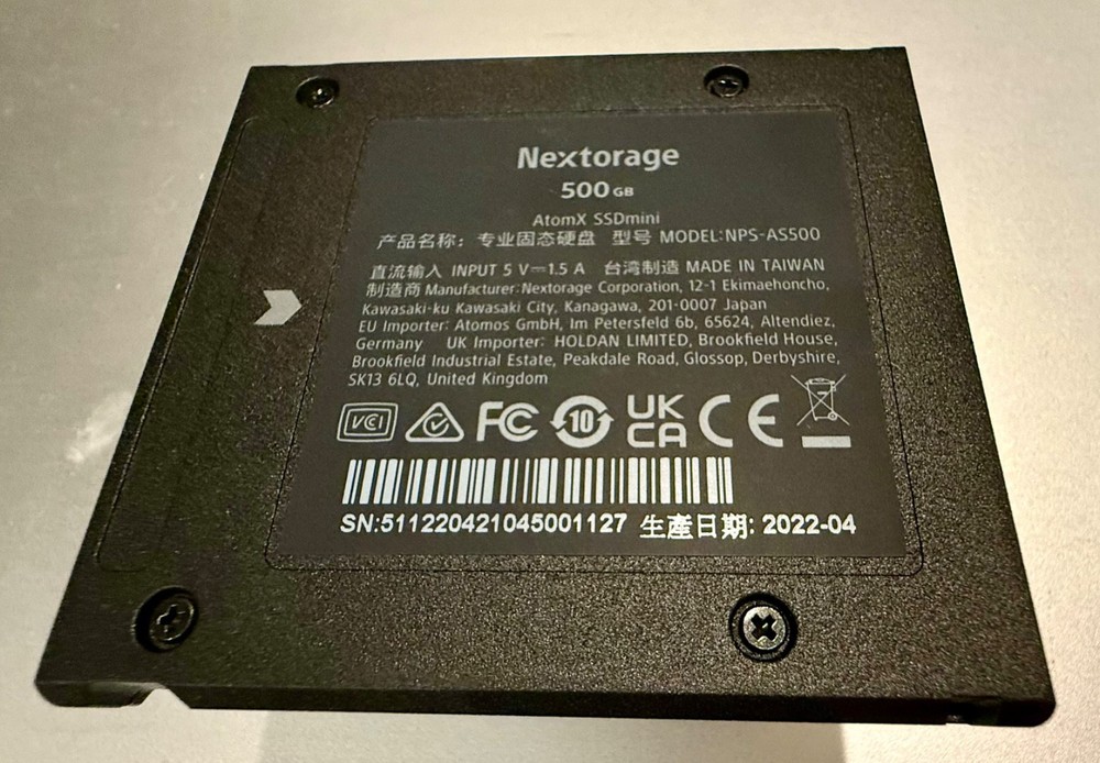 Nextstorage AtomX SATA SSD 500GB for Atomos Ninja - Mint Condition