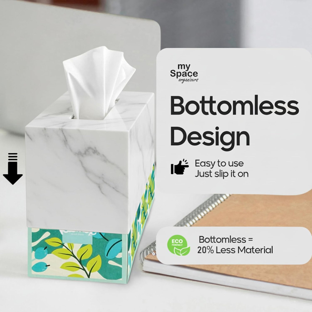 Rectangular Acrylic Marble Tissue Box Cover - Kleenex Compatible Holder