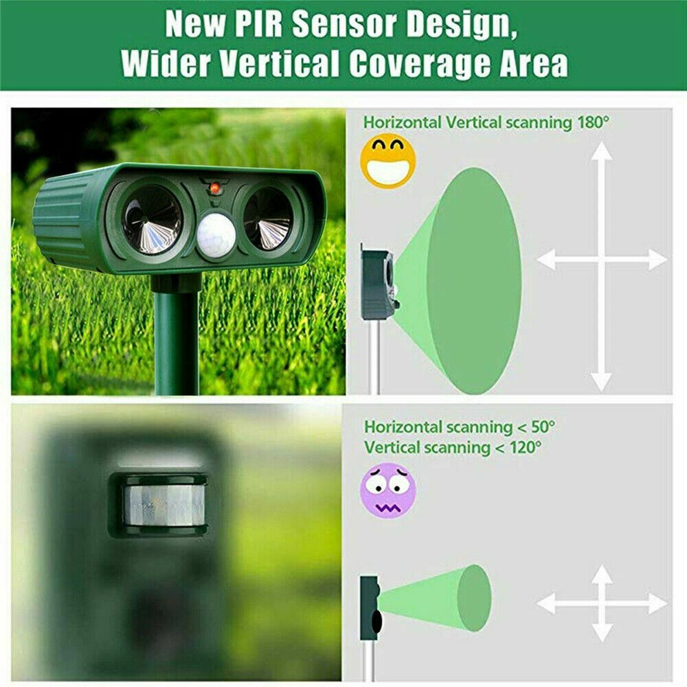 2-Pack Solar-Powered Ultrasonic Animal & Pest Repeller with Motion Sensor
