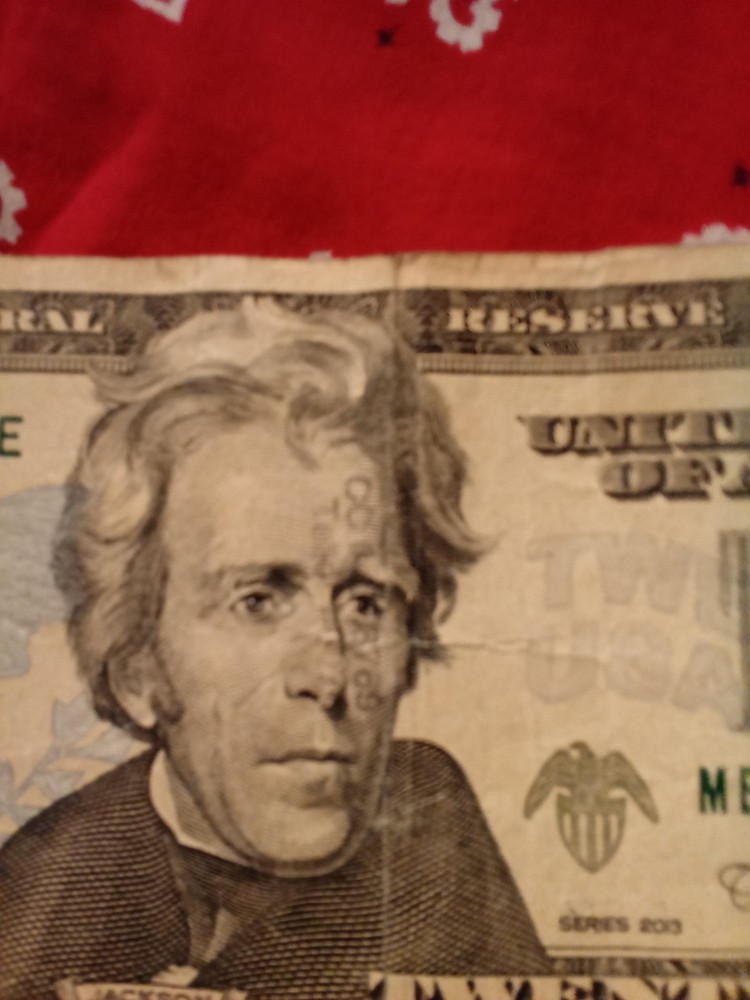 $20 bill  error ink bleed through   2013