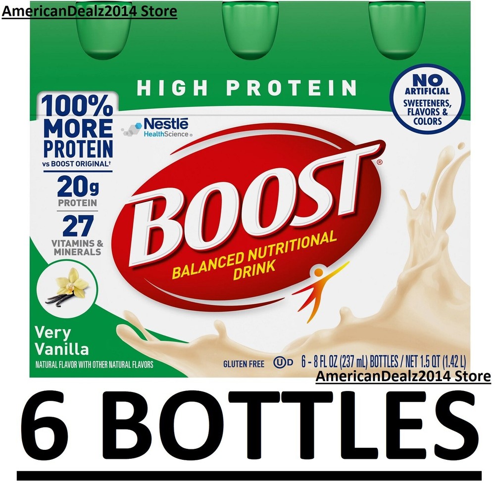 BOOST High Protein Nutritional Drink, Very Vanilla 8 fl. oz CHOOSE 6 or 24 Count