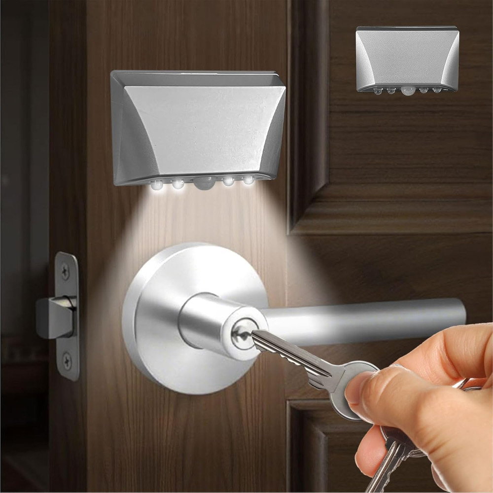 Silver Motion Sensor Keyhole Light - Automatic On/Off Infrared LED, Suitable for