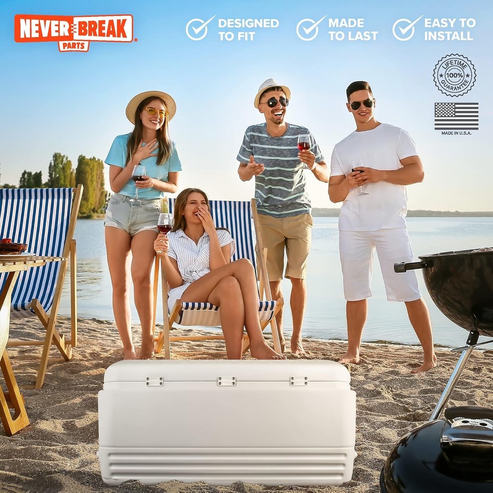NeverBreak Parts - Igloo Cooler Replacement - Large Repair Kit | White