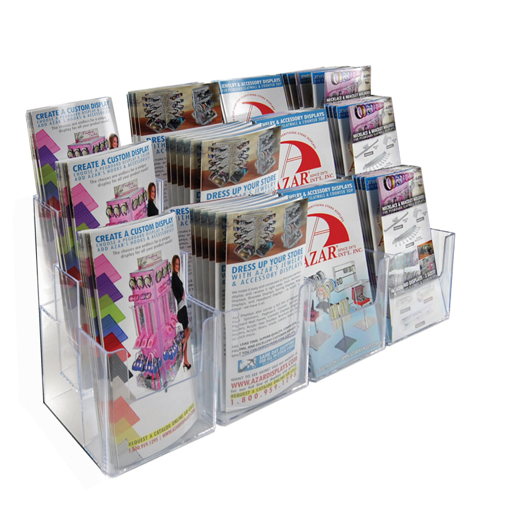 Azar Displays Three-Tiered Tri-Fold Brochure Counter Display, 2-Pack