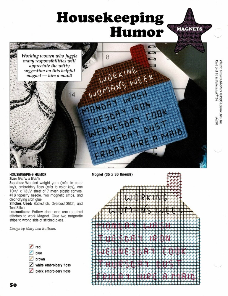 Magnets House Keeping Humor 1 Plastic Canvas Patterns Projects