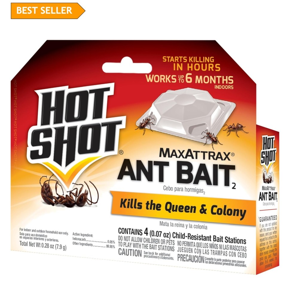 MaxAttrax Ant Bait: 4 Child-Resistant Stations, Quick Kill for Ant Infestations