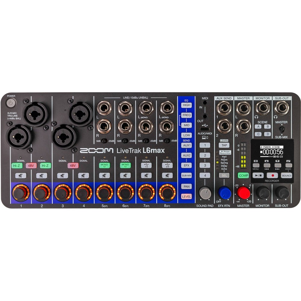Zoom LiveTrak L6max Digital Mixer/Recorder, Battery Powered, 32-Bit Float,