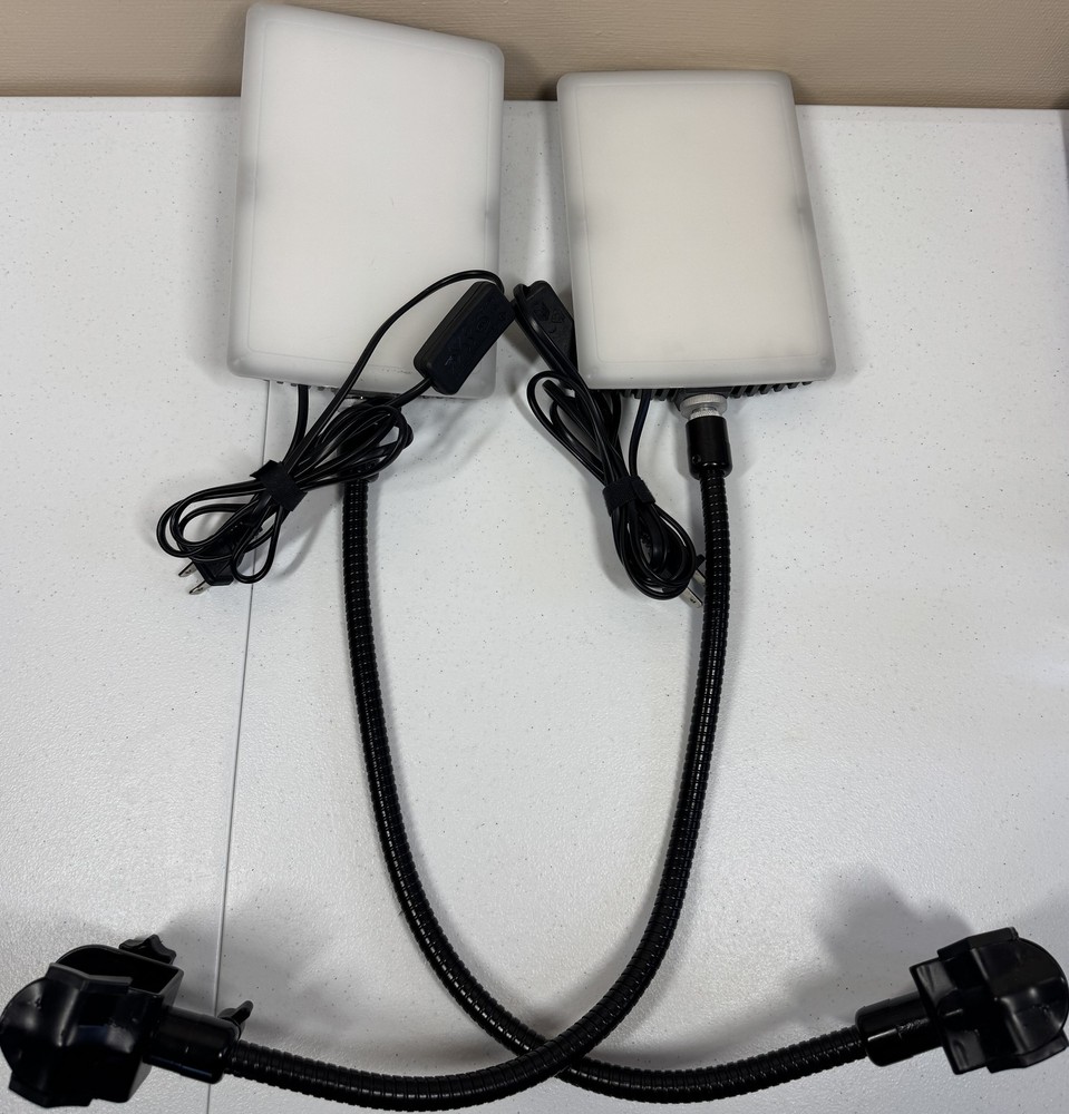 2x LED Panel Continuous Light Kit with Gooseneck & Clamp Mounts LS Photography