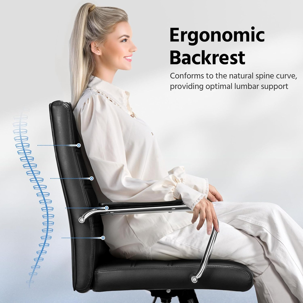 Managerial Executive Chairs Office Task Chair Mid-Back PU Leather Ergonomic Comp