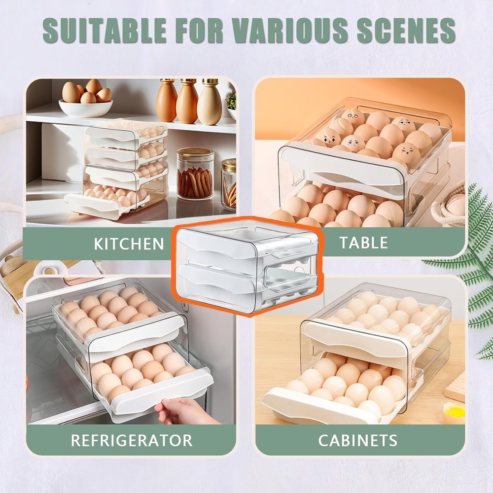 Refrigerator egg rack, egg container, egg storage box, double-layer transparent