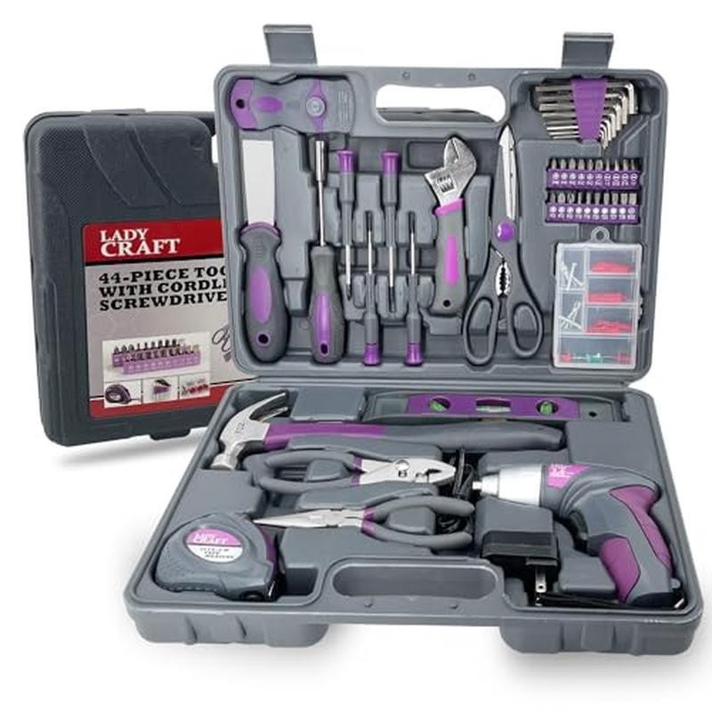 44PCS 4V Cordless Screwdriver Tool Set Home Repair Set Toolbox Hand Tool Kit