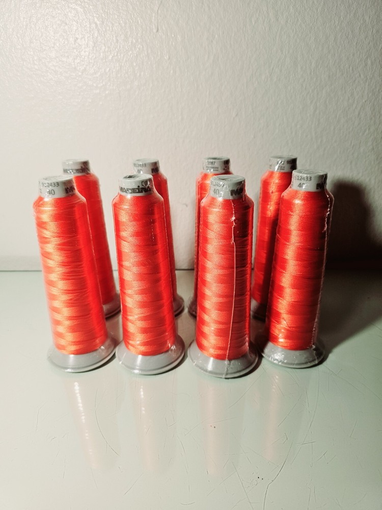 MADEIRA (8 PACK) Polyneon #40 Polyester Embroidery Thread 2500m Orange 1987