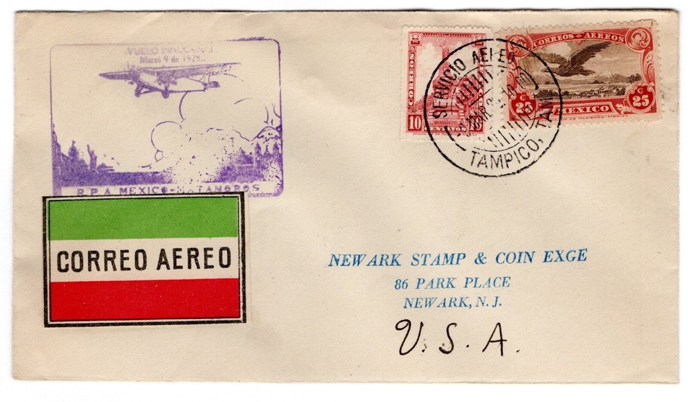 Mexico Airmail Flight #14a Tampico 1929