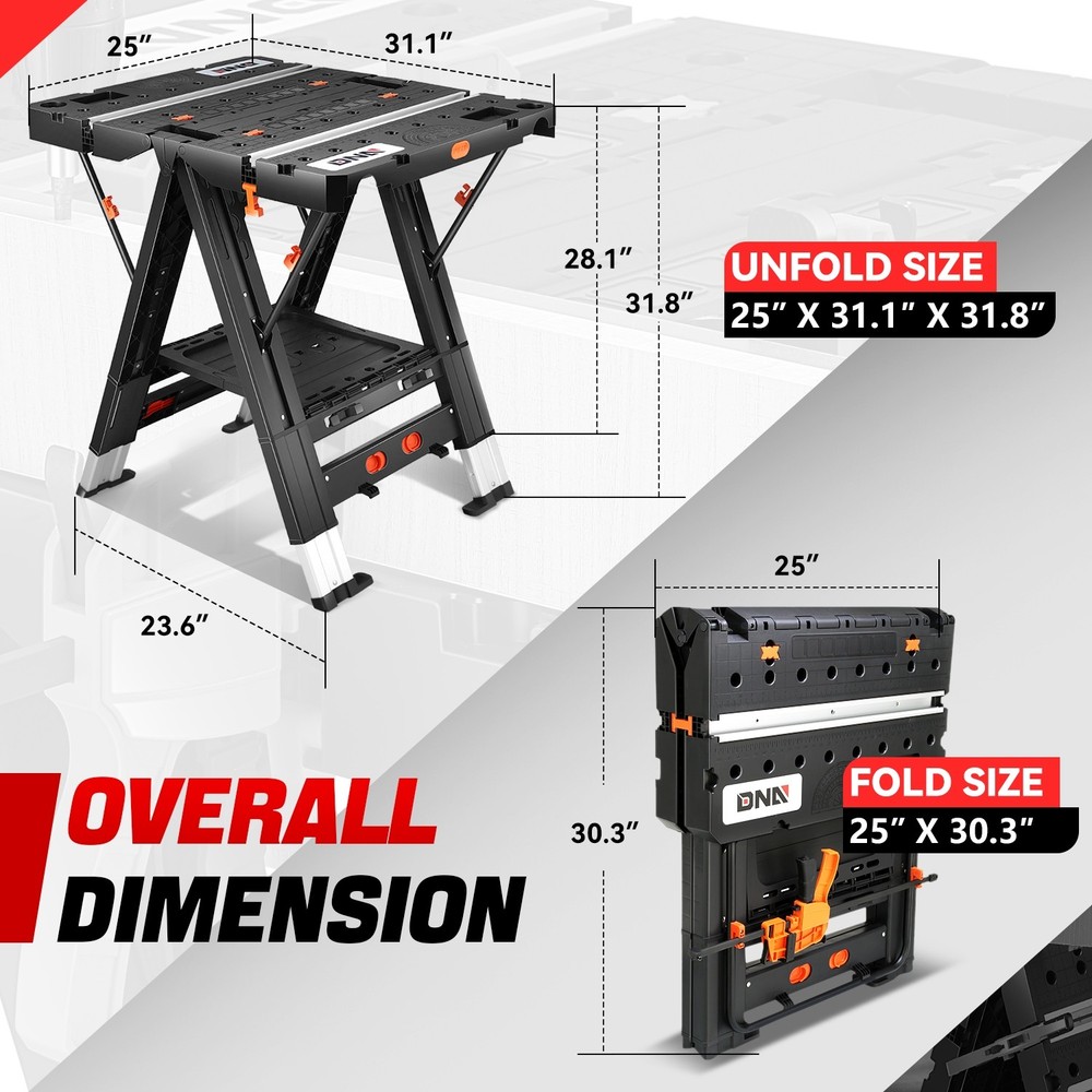 Portable Multi-Function Folding Work Table Sawhorse Quick Clamps Tool Workbench