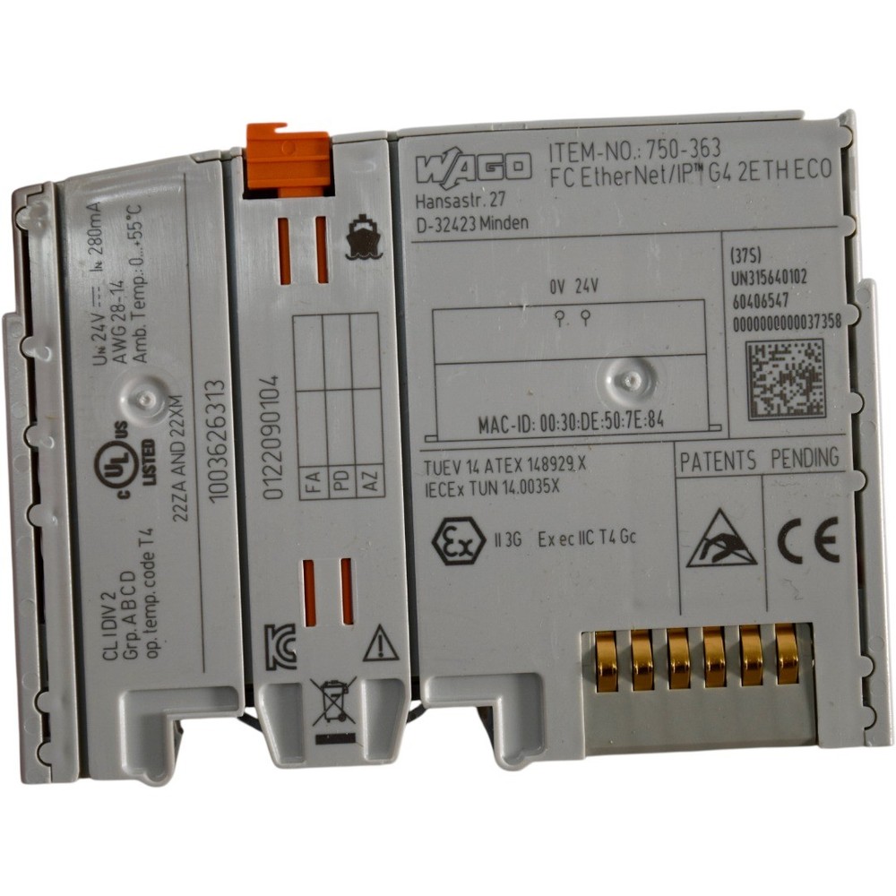 Wago 750-363 EtherNet IP Fieldbus Coupler Module PLC Controller