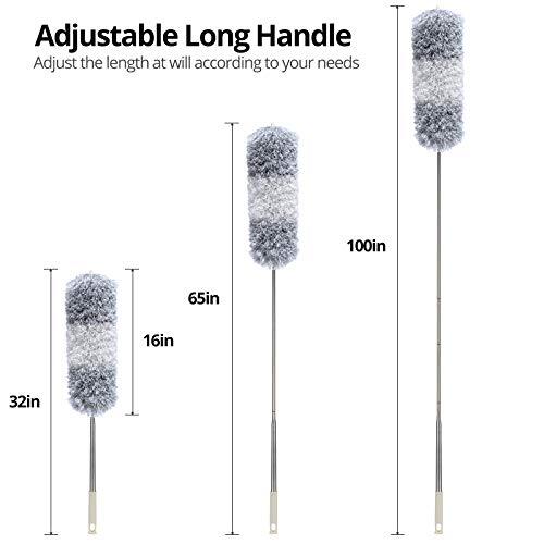 Microfiber Feather Duster Extendable Duster with 100 inches Extra Long Pole,