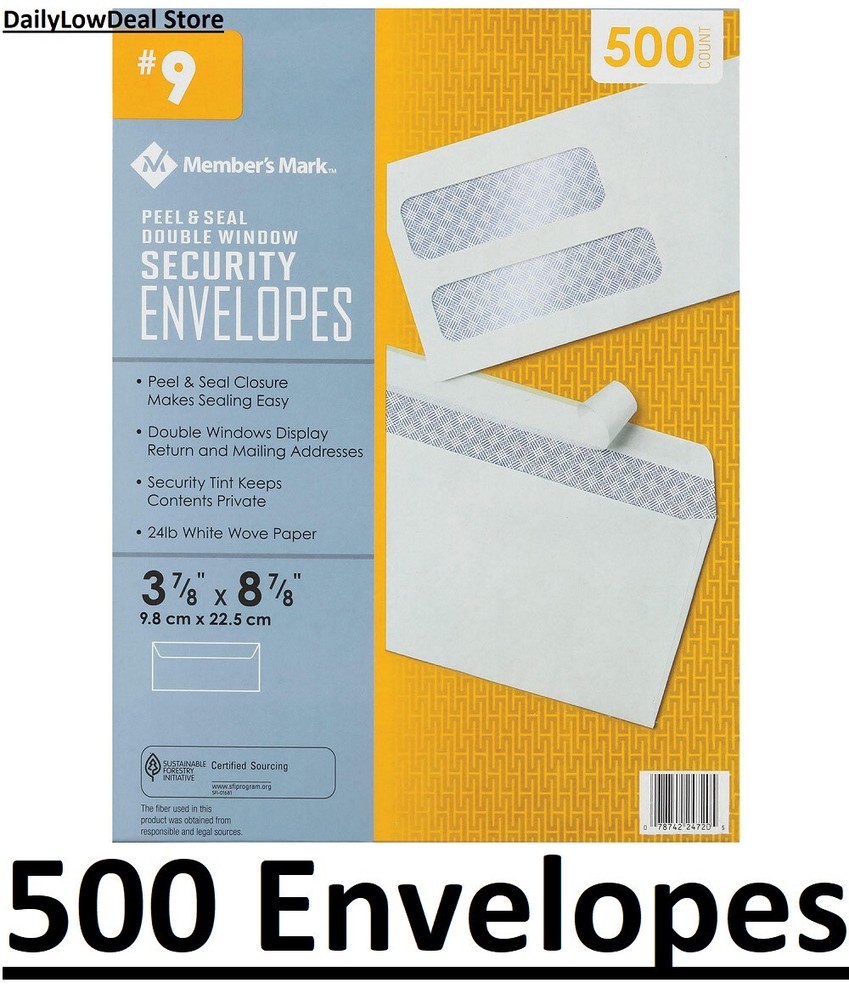 Member's Mark Security Envelope #9, Peel & Seal Double Window (500 ct)
