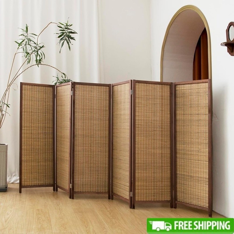 Folding Bamboo Room Divider Lightweight Freestanding Privacy Screen Home Decor
