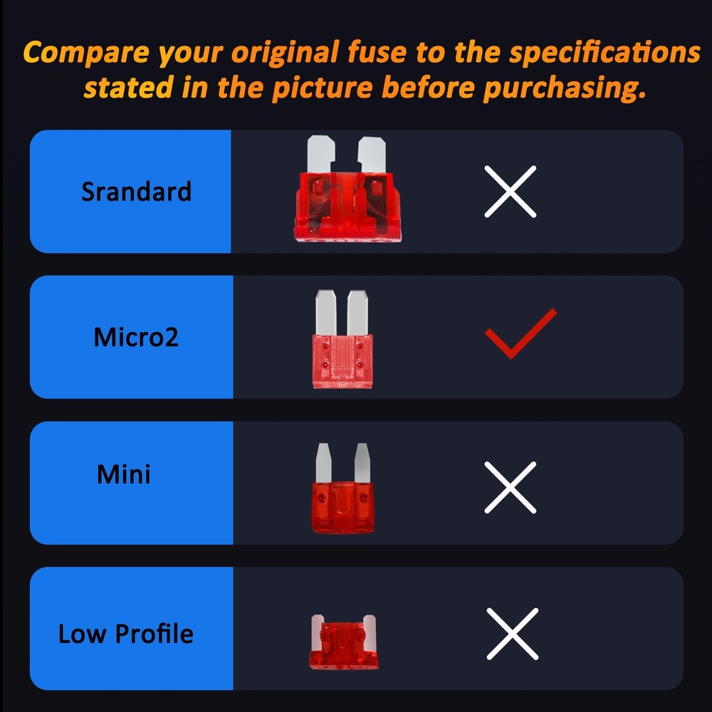100PCS Micro 2 Blade Fuse ATR/APT Micro2 Kit 100 PCS