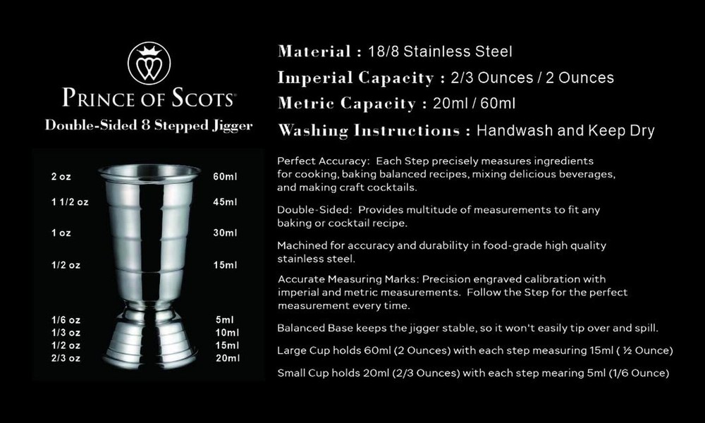 Art Deco Double-Sided 8 Stepped Jigger (Mirror) Mirror