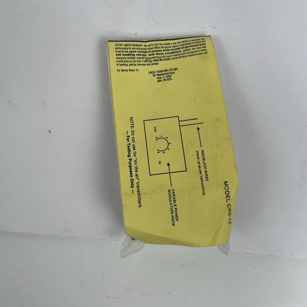 Circuit Reduction Systems variable power modulator CRS-15 for cb radio testing