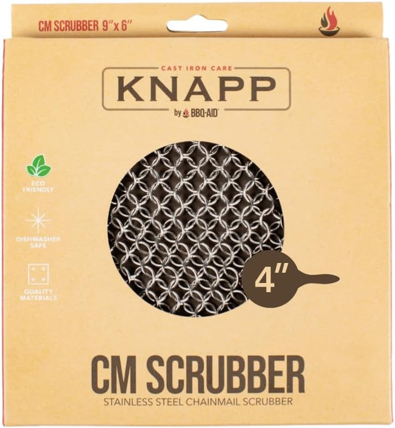 Original 4" Cast Iron Scrubber- Chainmail Scrubber for Cast Iron Pans, Hard A...