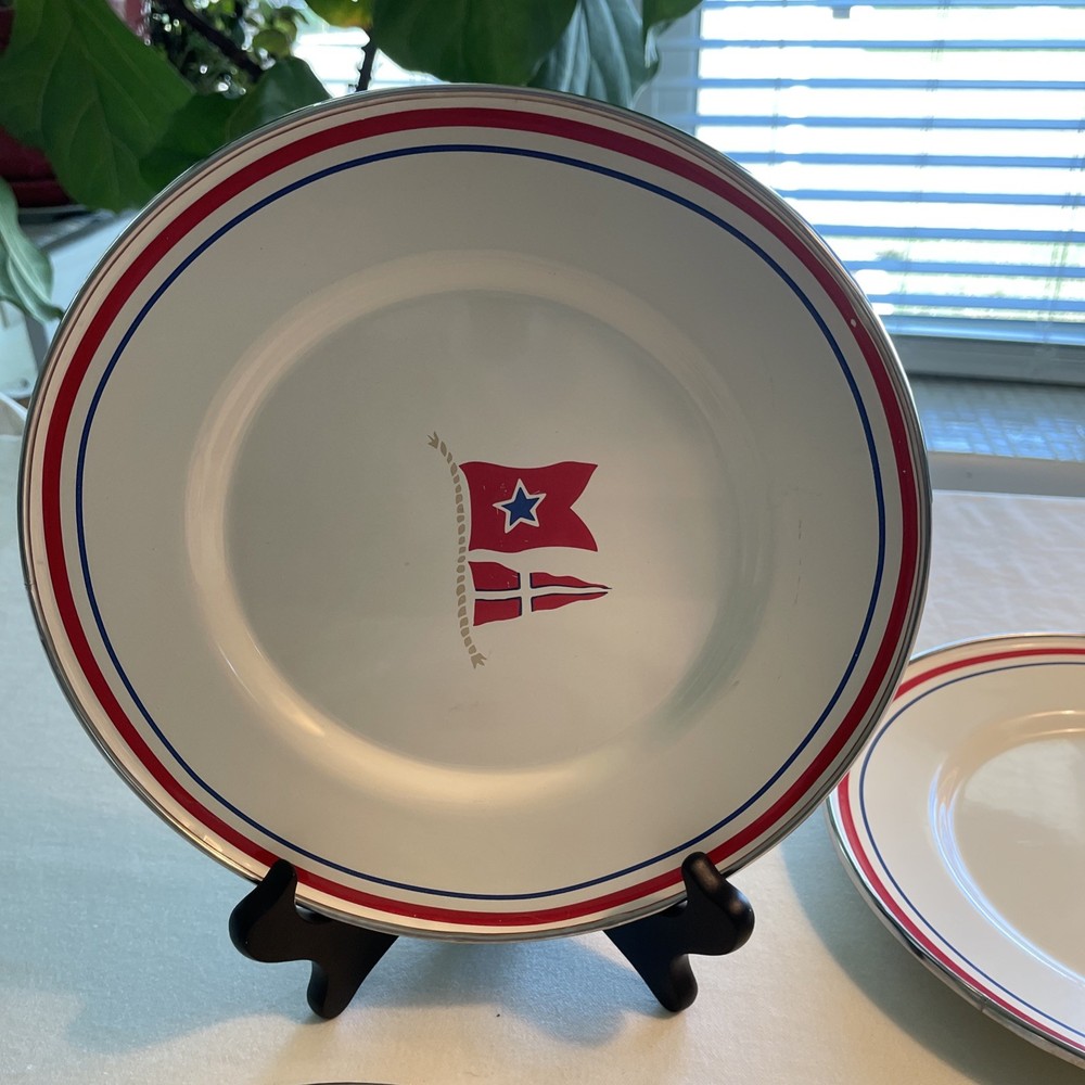 4 American Picnic Enamelware 9” Plates