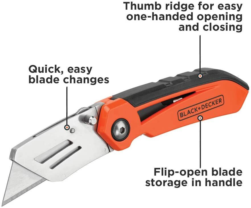 BLACK+DECKER Utility Knife With Blade Storage - BDHT10002