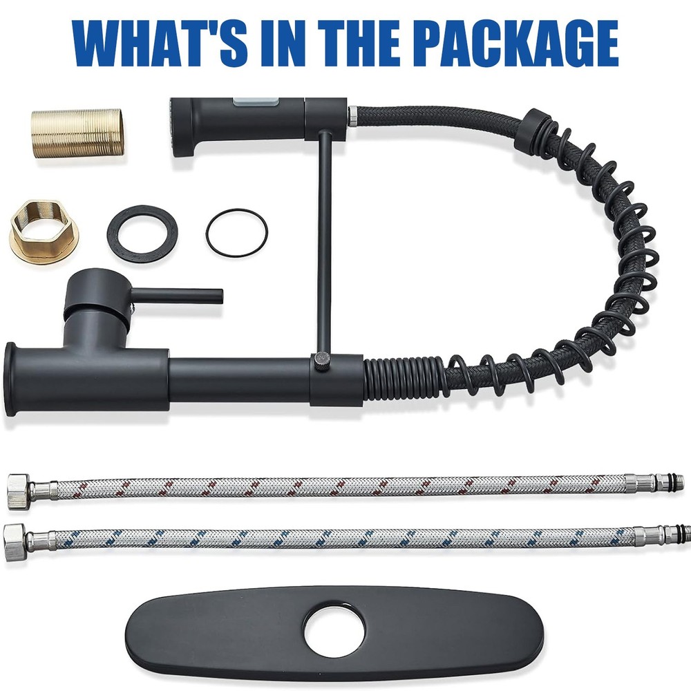 Kitchen Faucet with Pull Down Sprayer Single Handle Kitchen Sink Mixer Tap Black