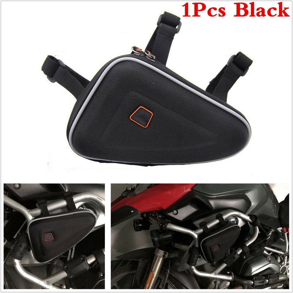 Motorcycle Saddle Storage Bag Engine Guard Mount Case Pouch Accessories Black