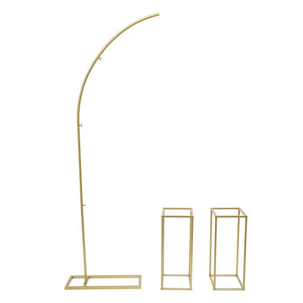 GOLD Metal Wedding Stand For Wedding Events Party Rectangular+Arch 3pcs