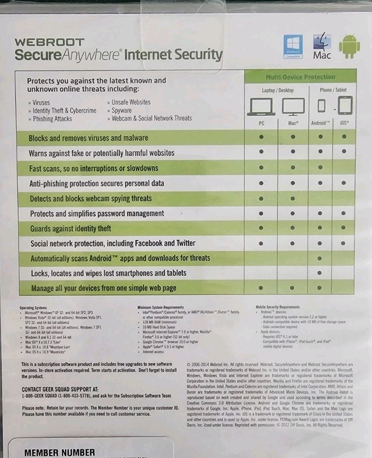 Webroot SecureAnywhere Internet Security - Full Version for Windows & Mac WBR00…