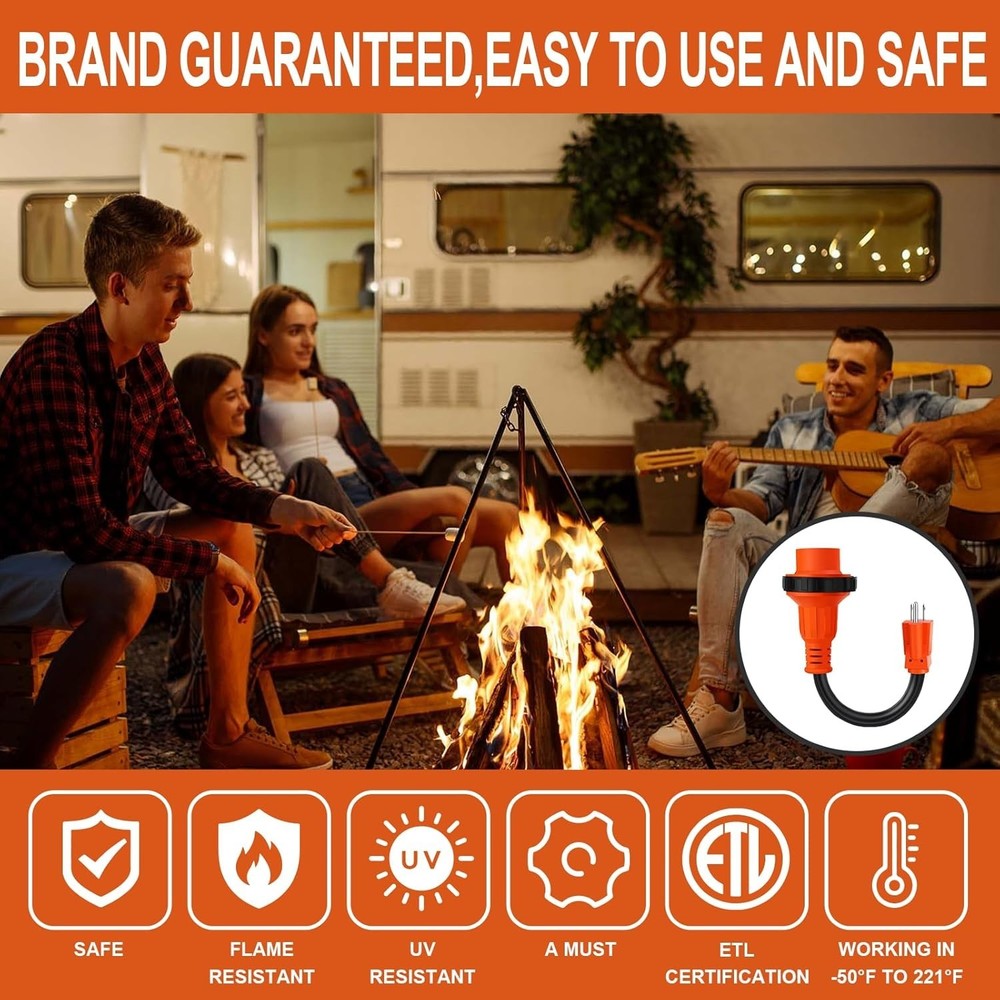 EPICORD RV Adapter Cord 15 Amp Male 5-15P to 30 Amp Twist Lock Female L5-30R USA