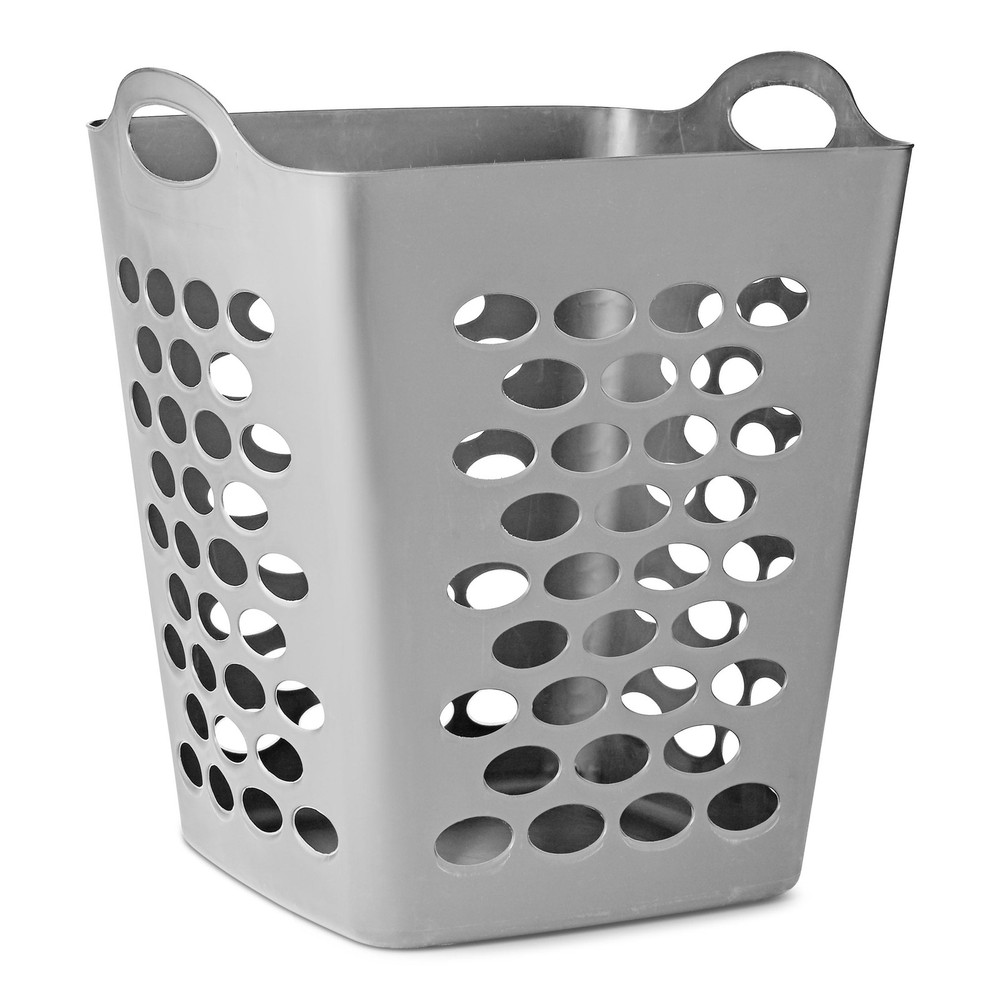 Flexible Square Laundry Hamper Soft Silver Adult