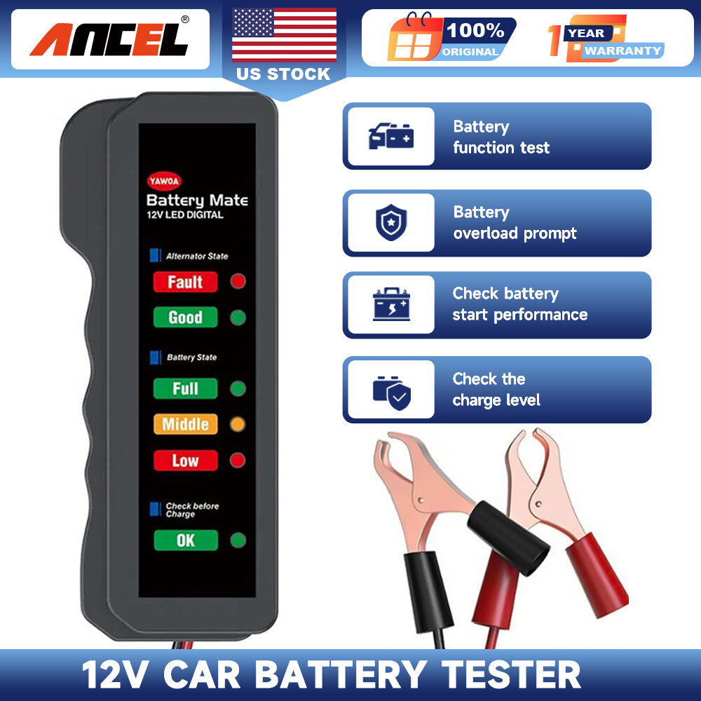 12V Battery Load Tester Check car motocycle Alternator analyzer Diagnostic tool