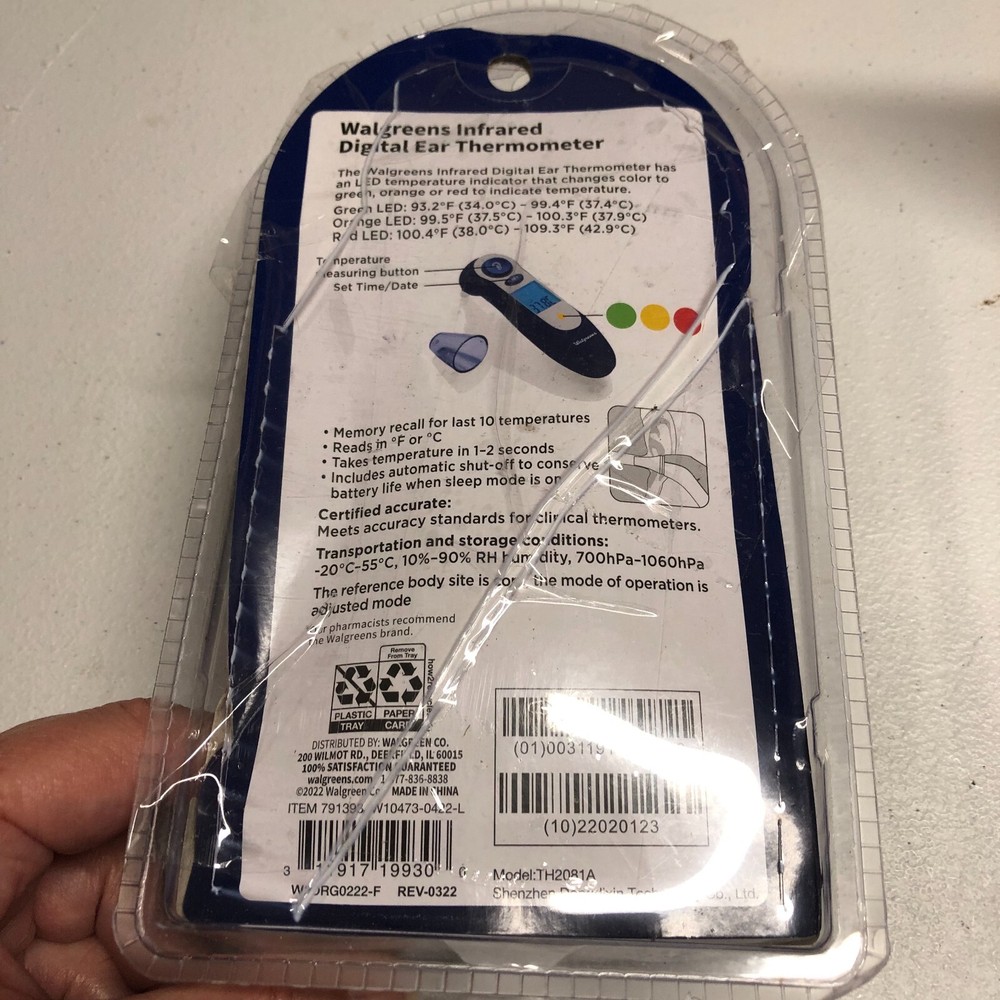 Walgreens Infrared Digital Ear Thermometer with LED indicator 2 sec read