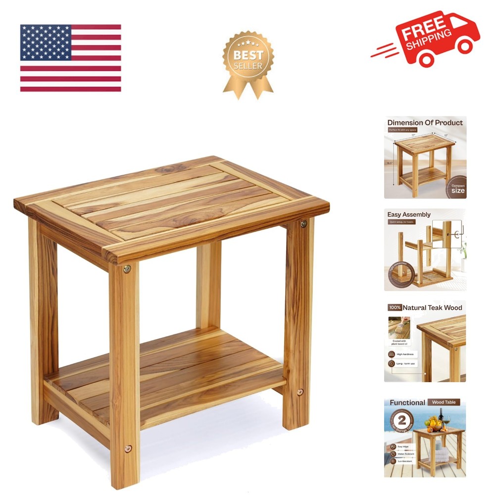Adirondack Side Table – Weather-Resistant Rectangular End Table for Patio, Ga...