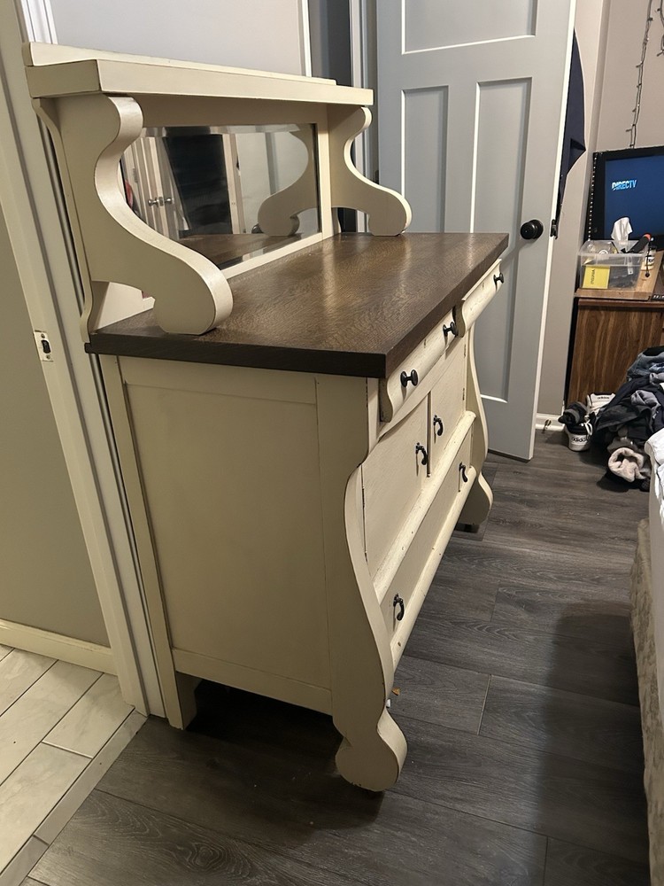 Antique Buffet With Mirrored Hutch