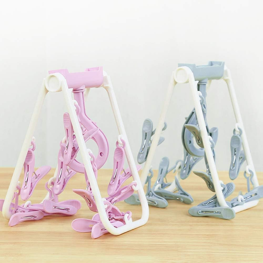 2 Pack Clothes Drying Rack,12 Clips Laundry Drying Rack Folding Sock and Underwe