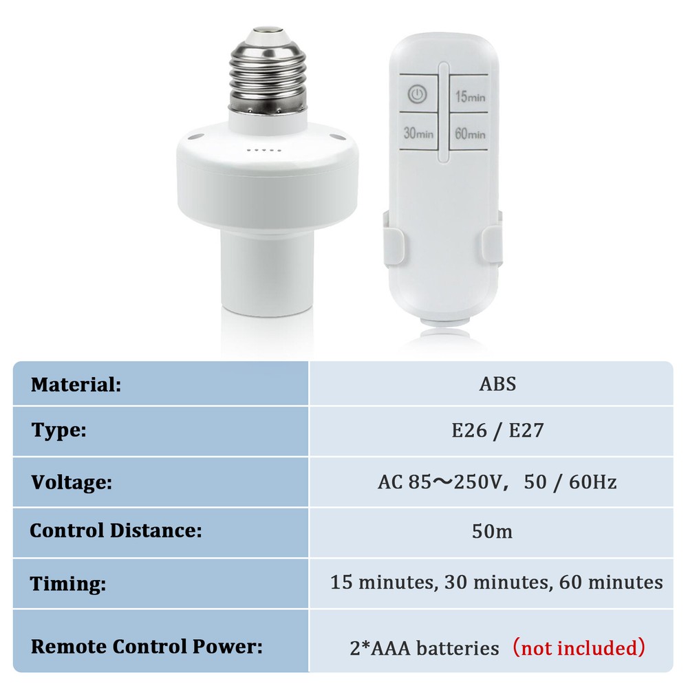 Wireless Remote Control Light Lamp E27 Screw Bulb Base Holder Cap Socket Switch