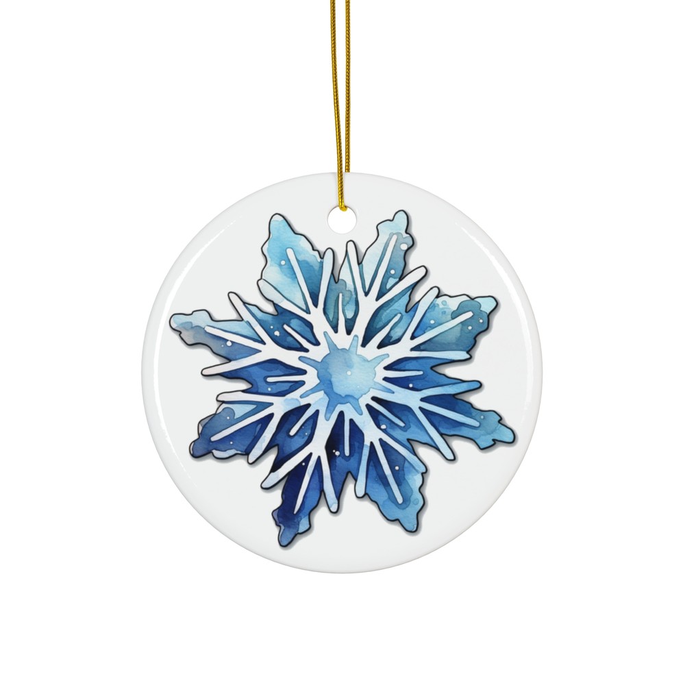 2.75" Round Ceramic Ornament, Snowflake B