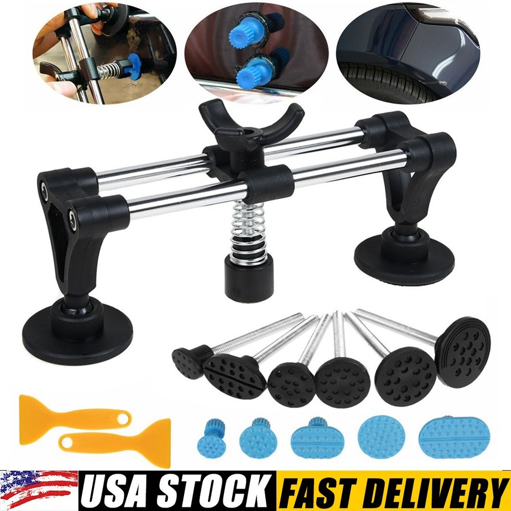 Auto Body Dent Puller Kit Paintless Dent Repair Double Pole Bridge Dent Puller