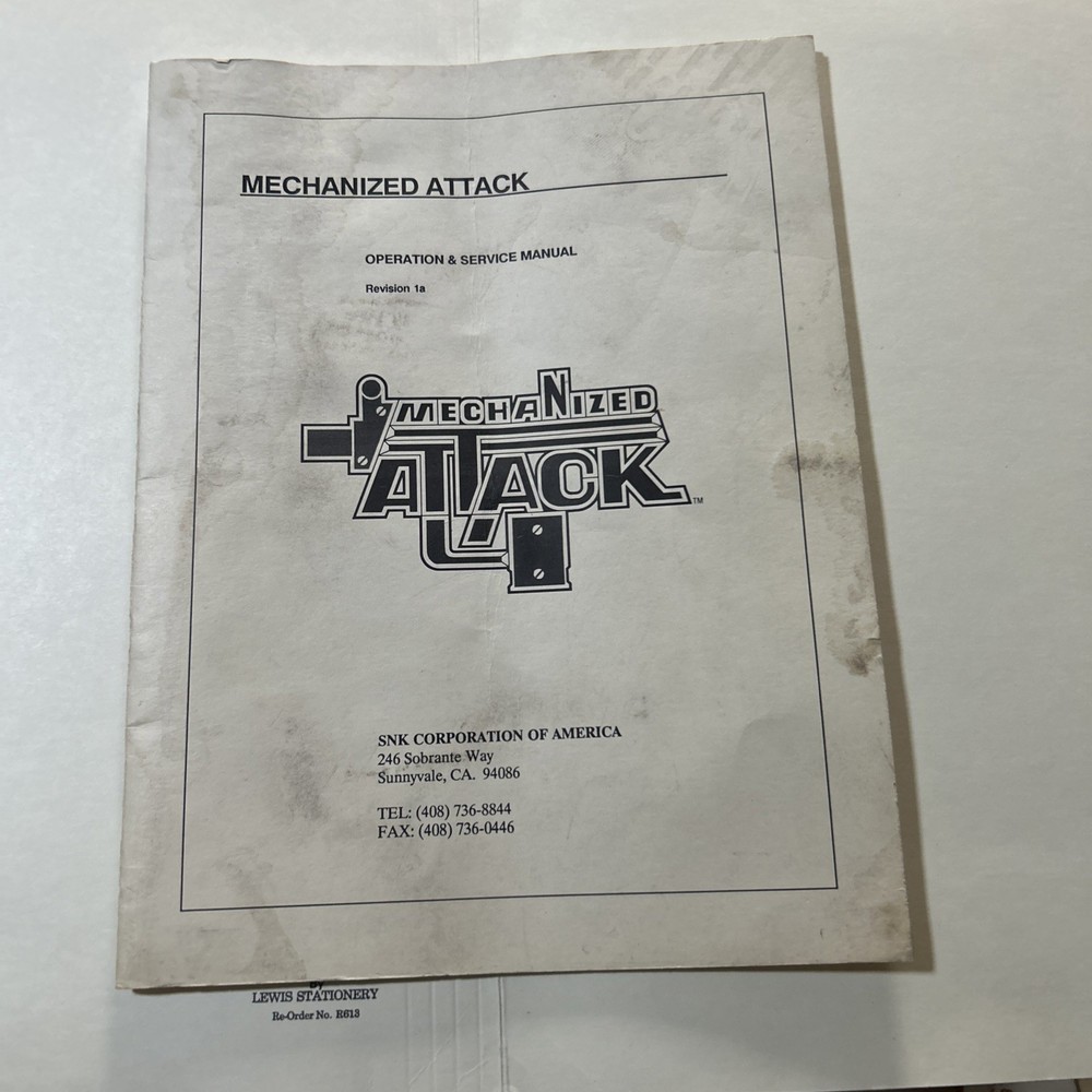 original  Mechanized Attack Snk arcade Video game manual