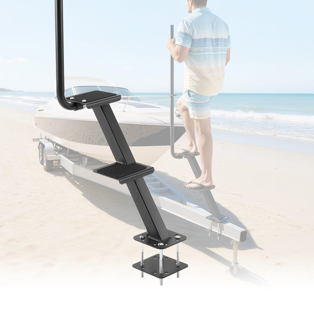 VEVOR Boat Trailer Steps Heavy Duty Boat Steps with Handle 2 Step Bottom Mount
