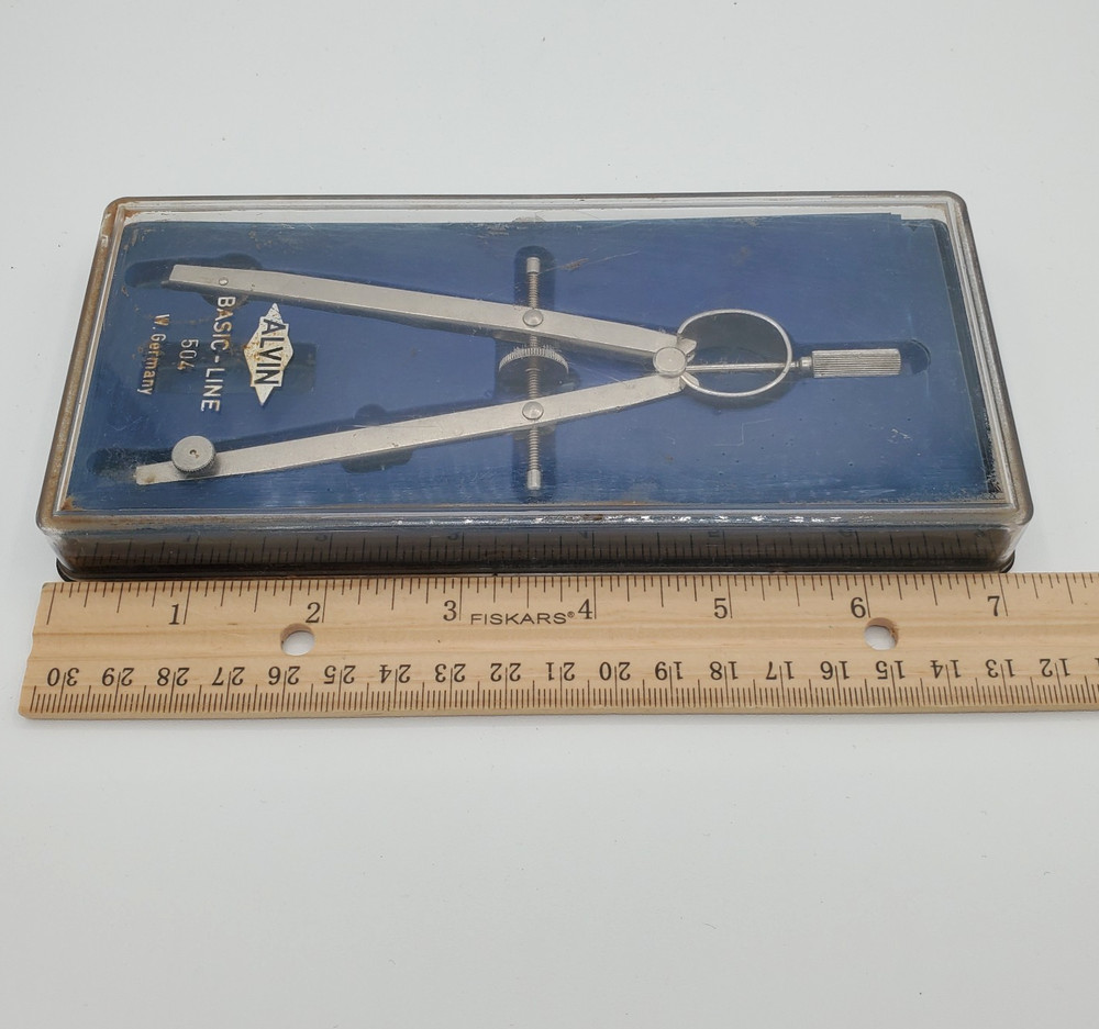 Alvin Basic Line 504 Drafting Compass Tool In Case Vintage West Germany