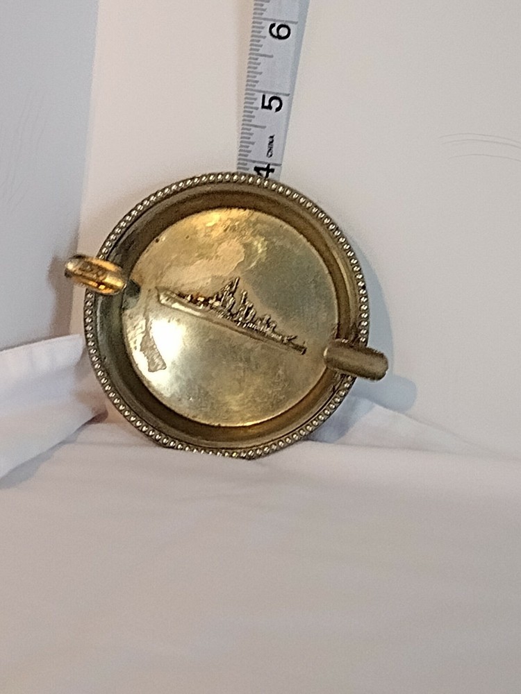 Vintage Silver Plated Ashtray, with Naval Ship